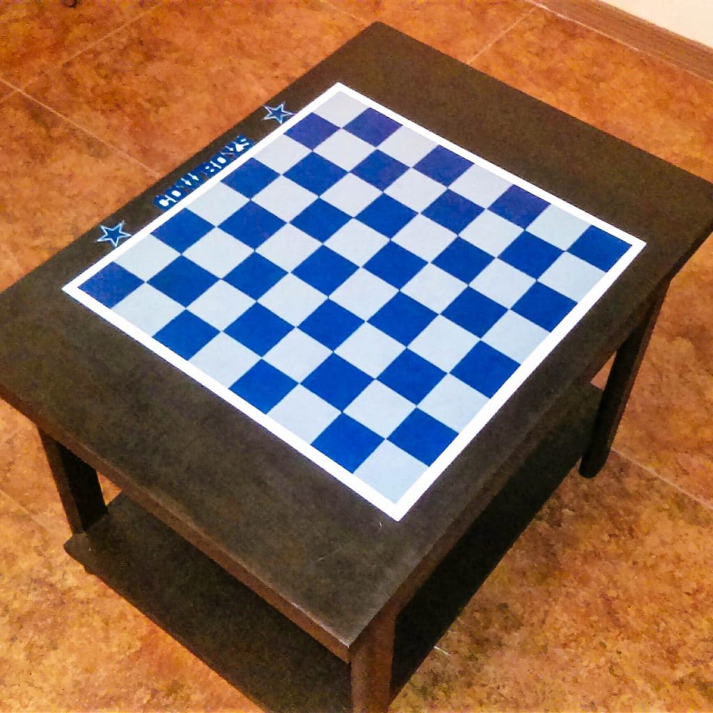 Dallas Cowboys checker table completed.
