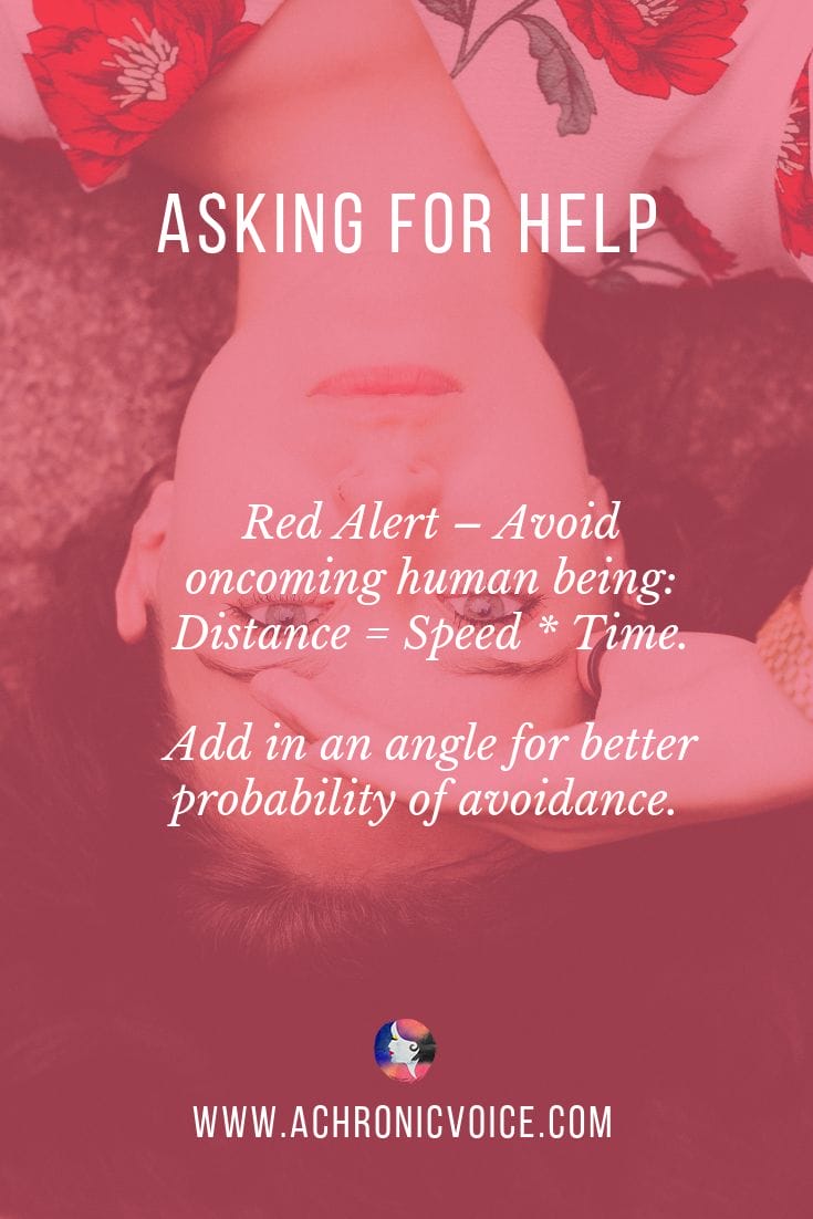Red Alert - Avoid oncoming human being: Distance = Speed * Time. Add in an angle for better probability of avoidance. - Pin Image