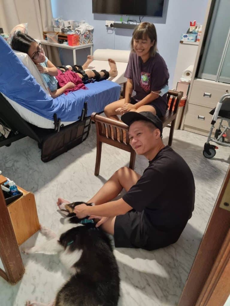 Lovely friends visiting and taking care of my dog for a while